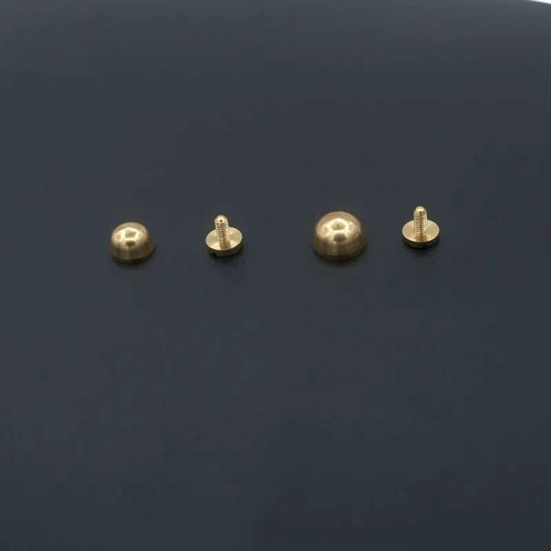 Brass decorative buckle for leatherworking with round and bucket foot nail styles