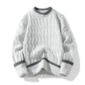 Men's two-piece acrylic winter sweater set in loose fit with long sleeves showing colour options
