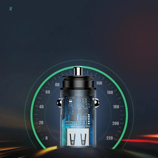Black aluminium alloy USB car charger showing 4.8A output, next to Red and Silver versions.
