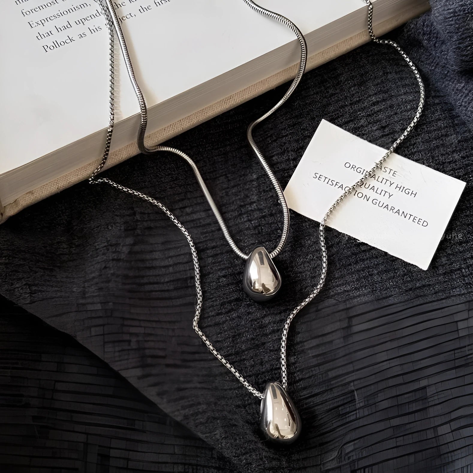 Alloy water drop pendant necklace set for women in simple geometry style with electroplated finish