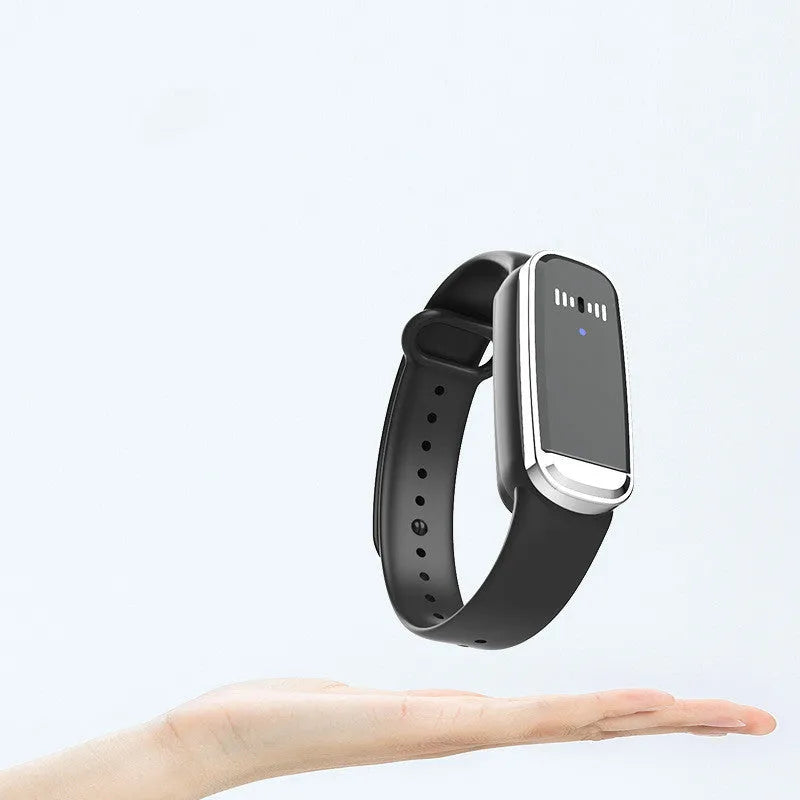 Black and white ultrasonic mosquito repellent bracelet for pregnancy and baby protection with USB charging cable