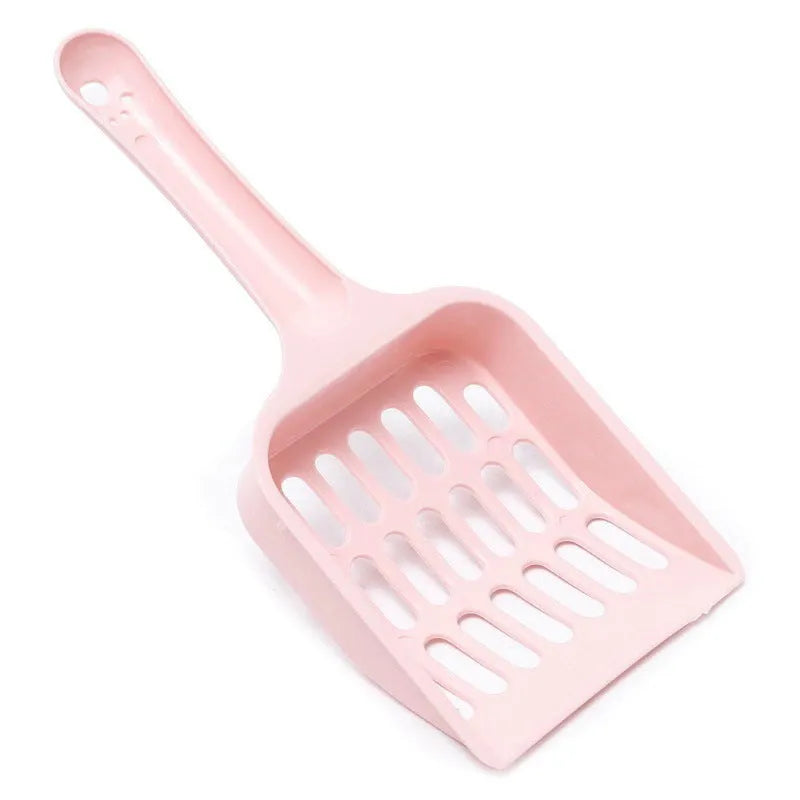 Blue plastic cat litter scoop showing 20cm length and 9cm width for pet tray cleaning