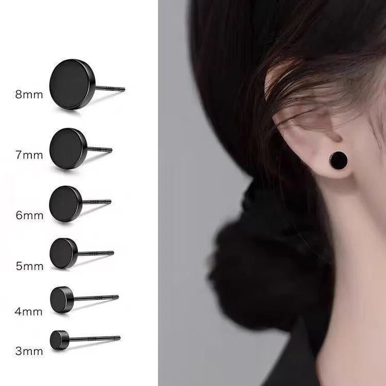 S999 sterling silver flat ear bone studs in geometric round design