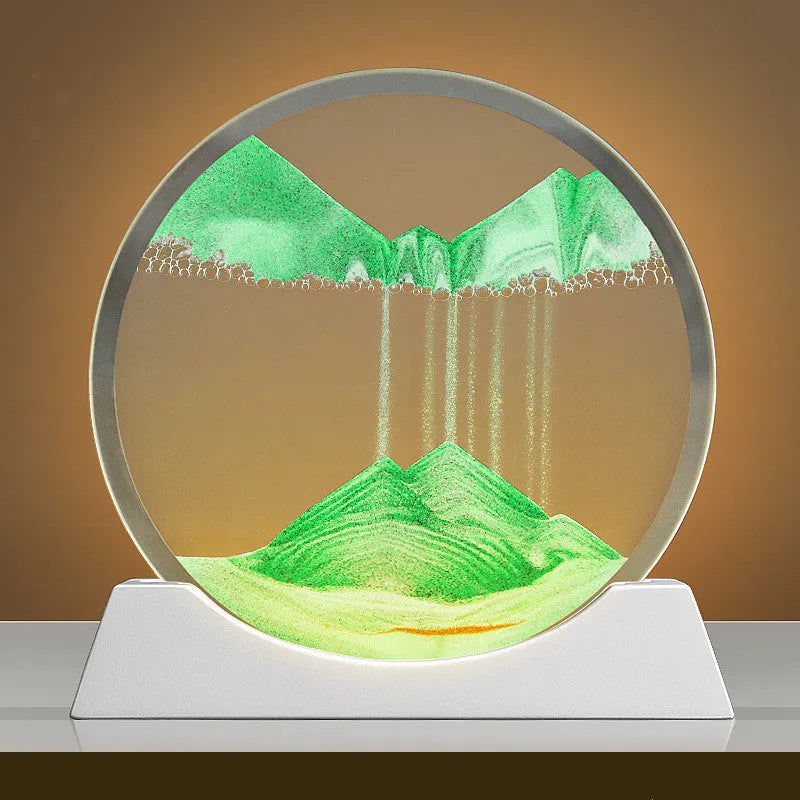 12-inch rotary quicksand painting night lamp with modern minimalist design and embroidered glass