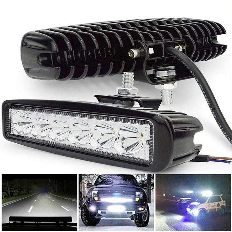 Black die-cast aluminum LED auxiliary spotlight for car mounting with bracket