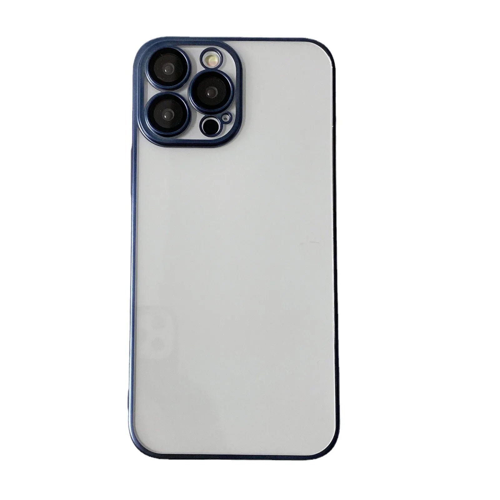 Electroplated frosted edge PC phone case in original machine gray for iPhone, showing all-inclusive back and side coverage
