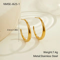 Titanium steel hoop earrings with round geometric shape and vacuum PVD gold plating