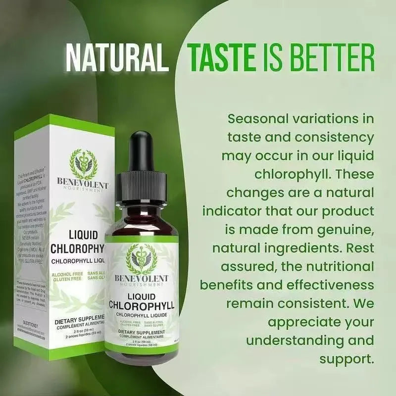 60ml bottle of natural chlorophyll drops for adult body odour care supplement
