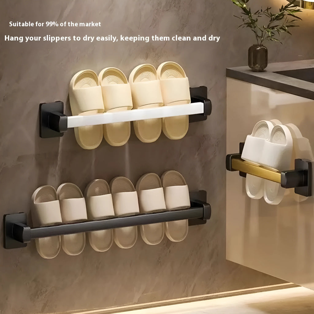 Nordic style wall-mounted slipper rack with seat in carbon steel construction