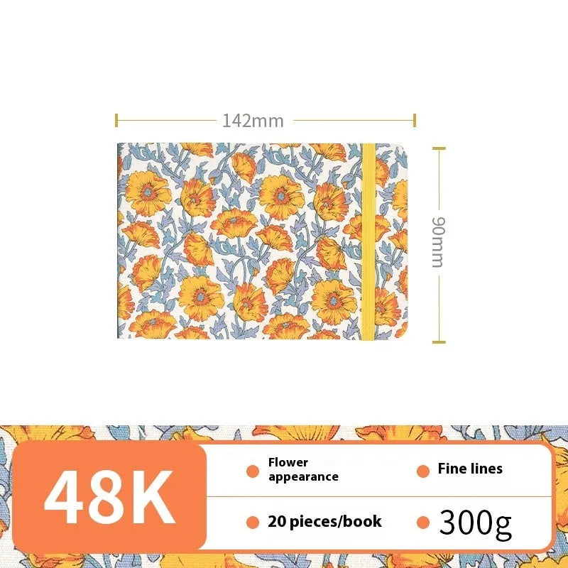 Feiluniao handmade fabric watercolour notebook with cotton paper, 185mm long, shown in a cover design option.