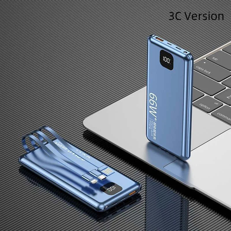 PD66W fast charge power bank 20000 mAh plastic shell cool black with cable