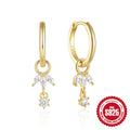 S925 sterling silver geometric earrings with golden three-diamond zircon sunflower inlays