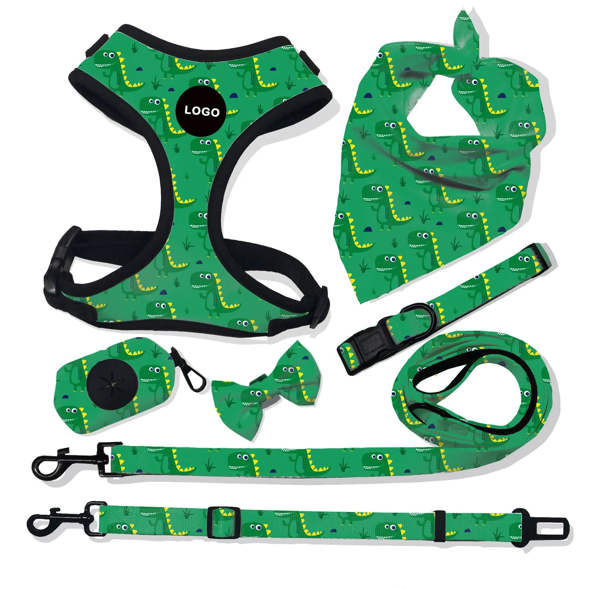 Cloth breathable dog harness leash set with traction rope in Style 1 print