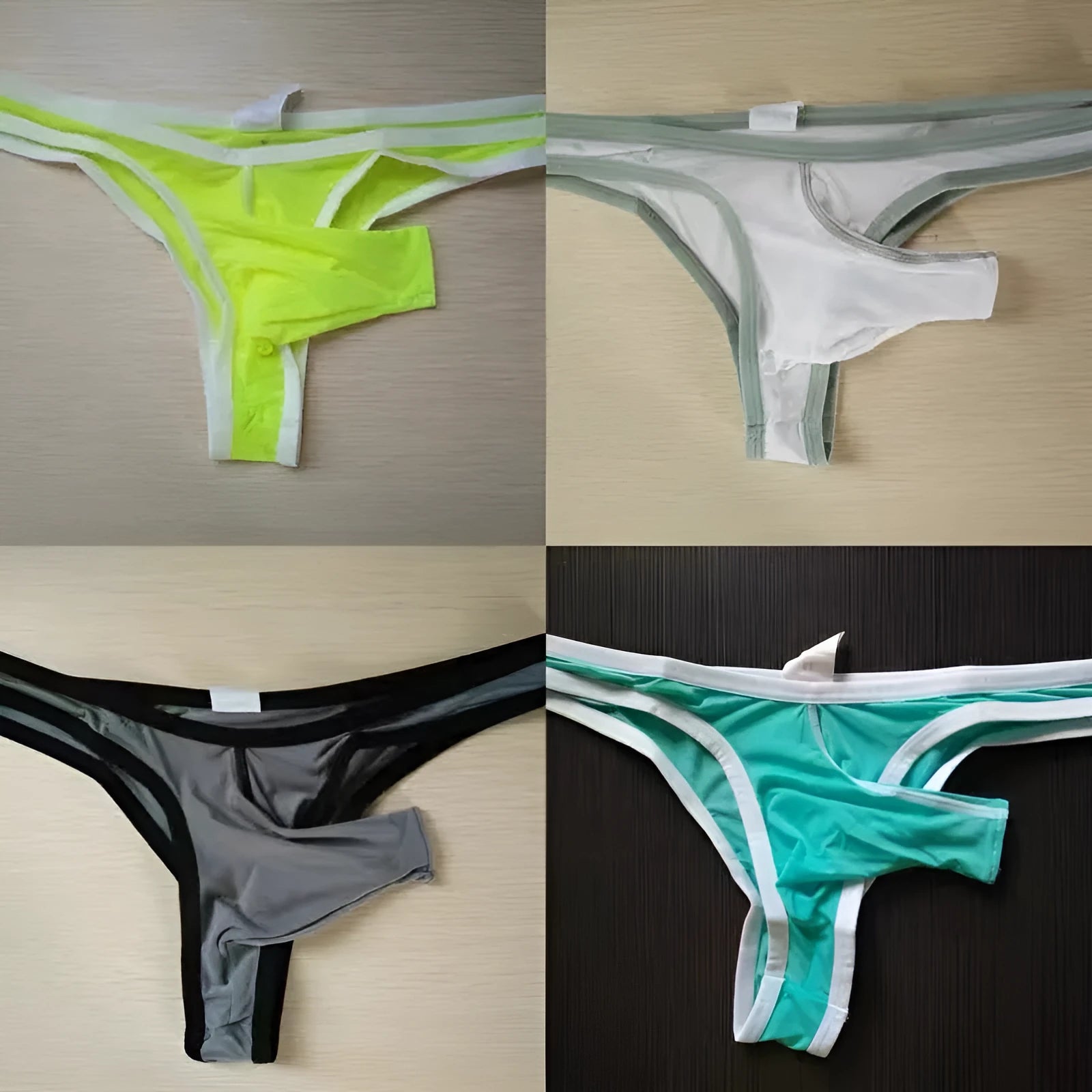 Men's Ice Silk underwear briefs with elephant nose front panel in multiple colours.