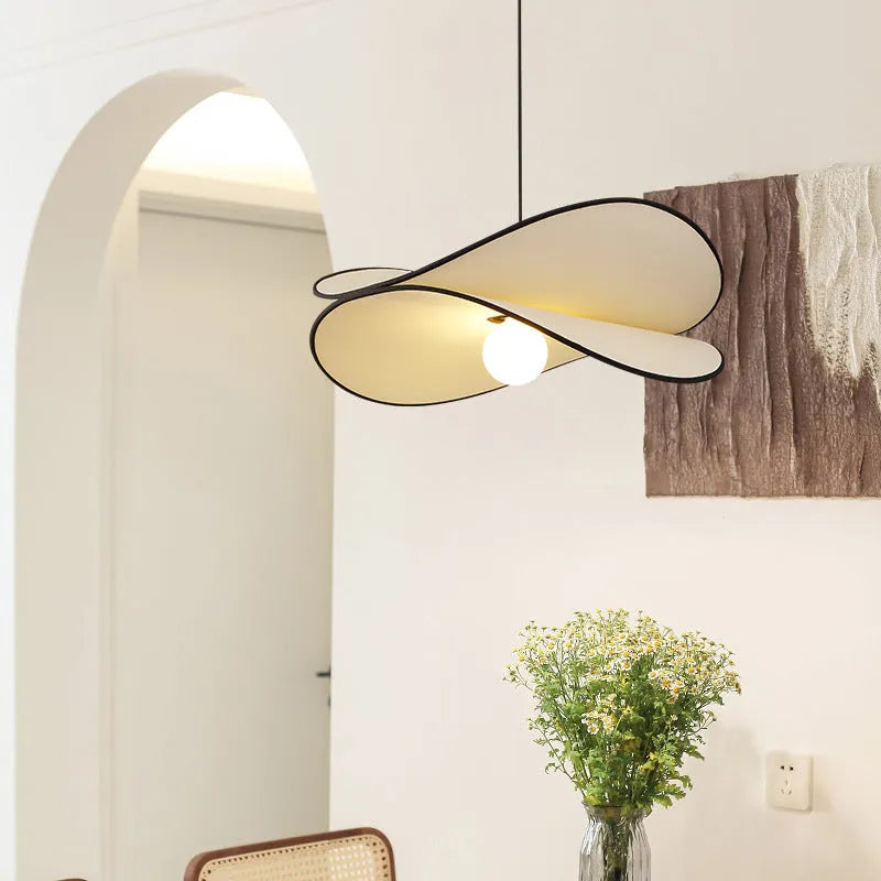 French style artistic chandelier pendant light with fabric potato chips shade for bedroom ceiling