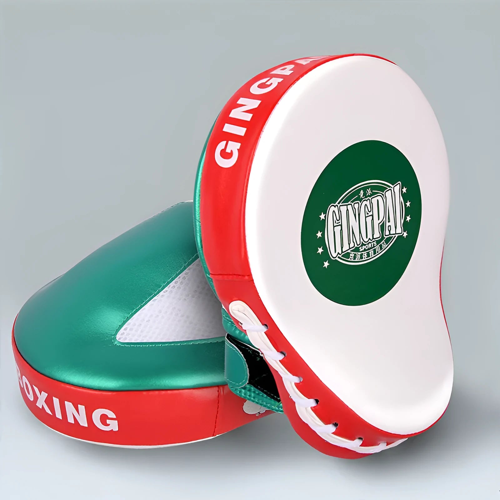 Vertical gold and green PU baffle target for boxer and sanda punch and kick training.