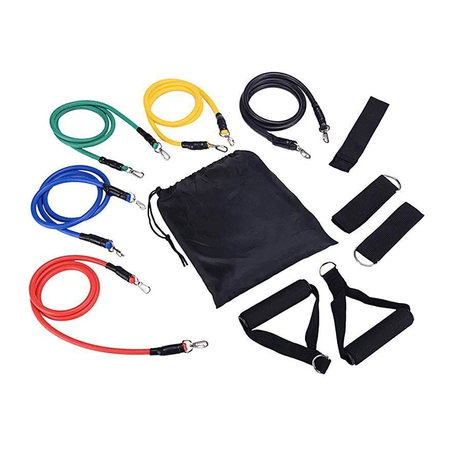 Multi-functional door sports pulling rope set with ABS hooks and rope for home fitness resistance training.