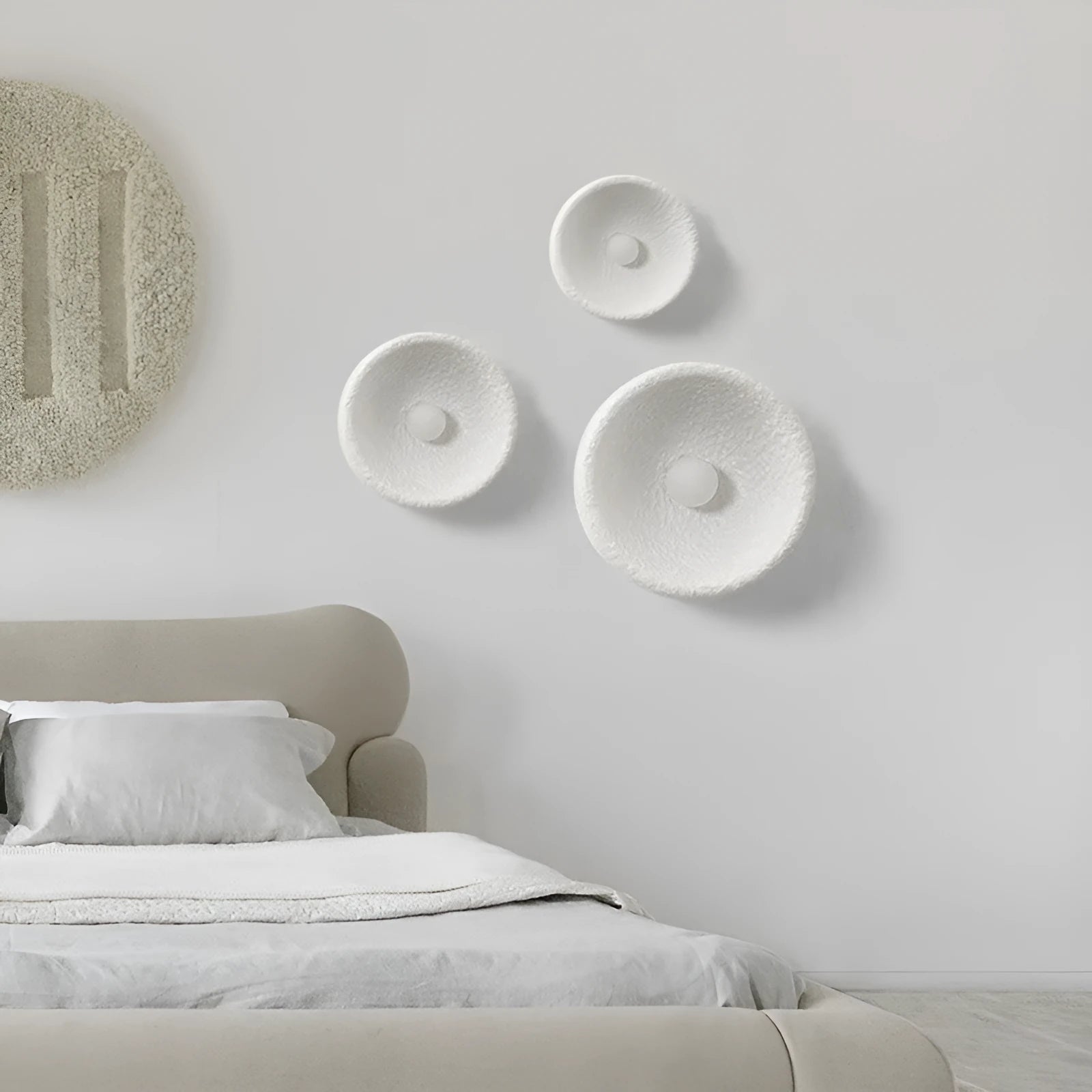 Japanese minimalist wall lamp with resin shade in 20cm, 26cm, and 32cm diameter options