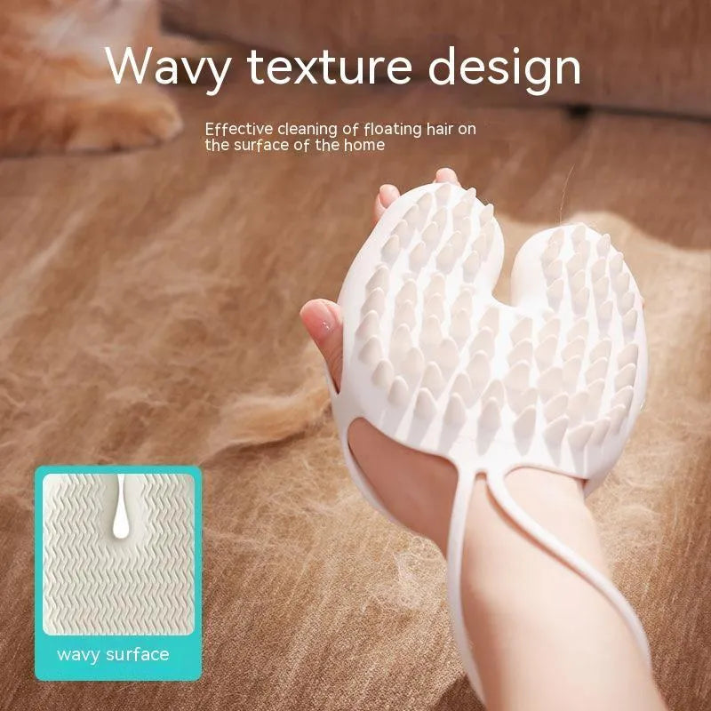 White silicone pet grooming gloves with dimensions L:374x140x54.5mm for dogs and cats