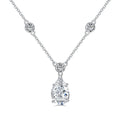925 silver electroplated drop-shaped necklace in platinum white diamond finish on display