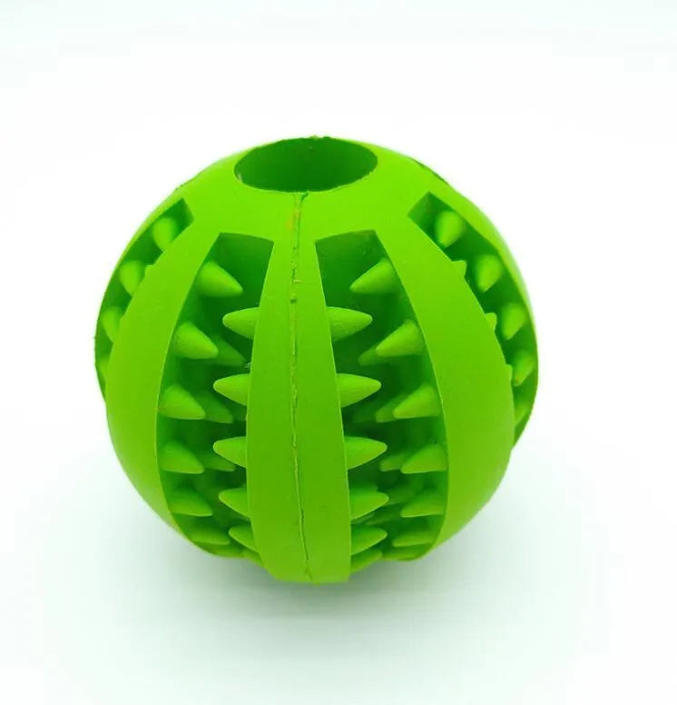 Natural silica gel slow feeder dog toy ball in blue for tooth cleaning and treat dispensing