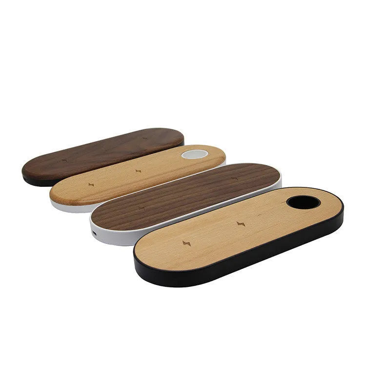 Wooden bamboo wireless charging pad with ultra-thin design for mobile phones