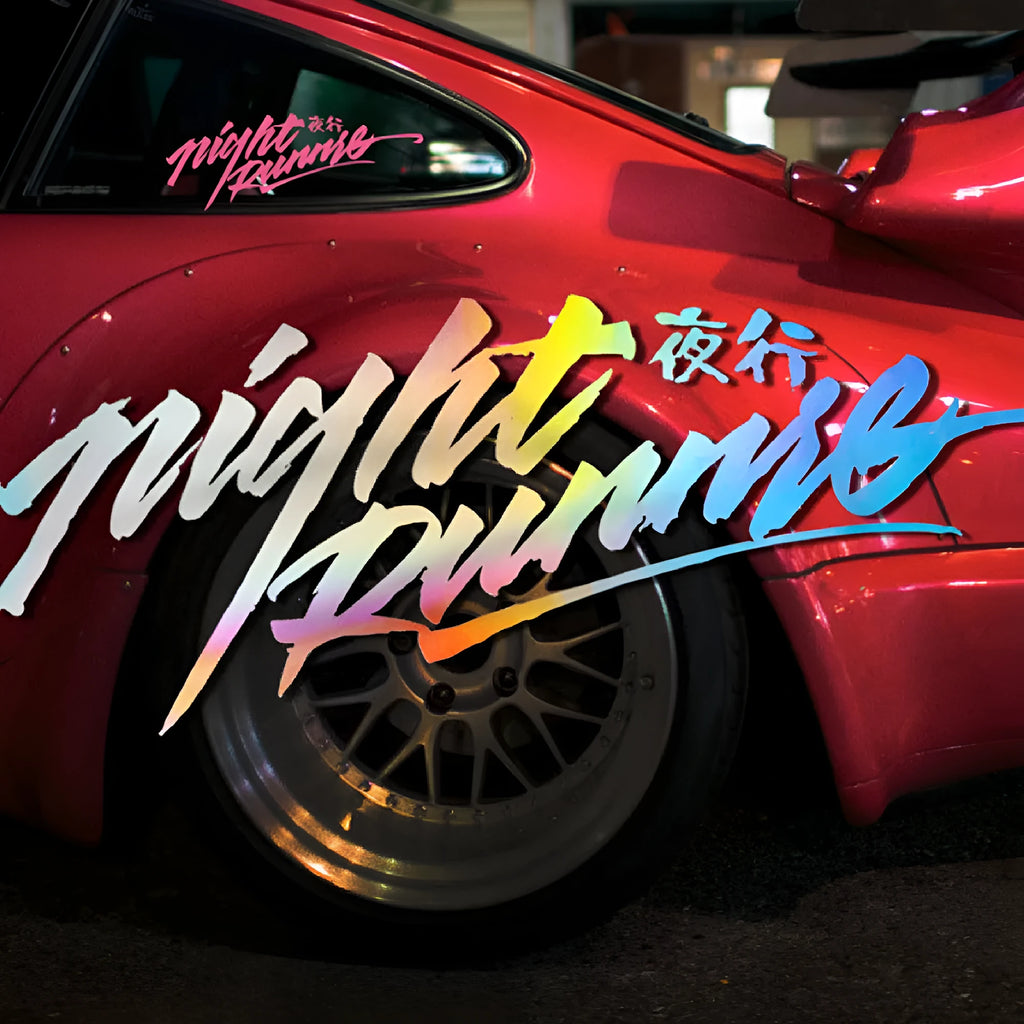 Nightwalker Car Decal reflective rear windshield sticker for vehicles in black, colourful or pink colours