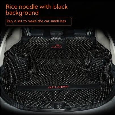 Custom 3D non-slip boot liner for Mitsubishi Outlander in a black colour with contrasting stitching.