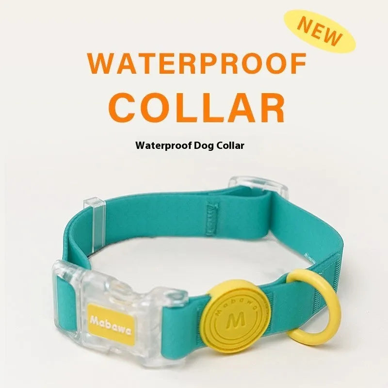 Nylon dog collar and hand holding rope set in four colours smoky gray new green lemon yellow rose pink