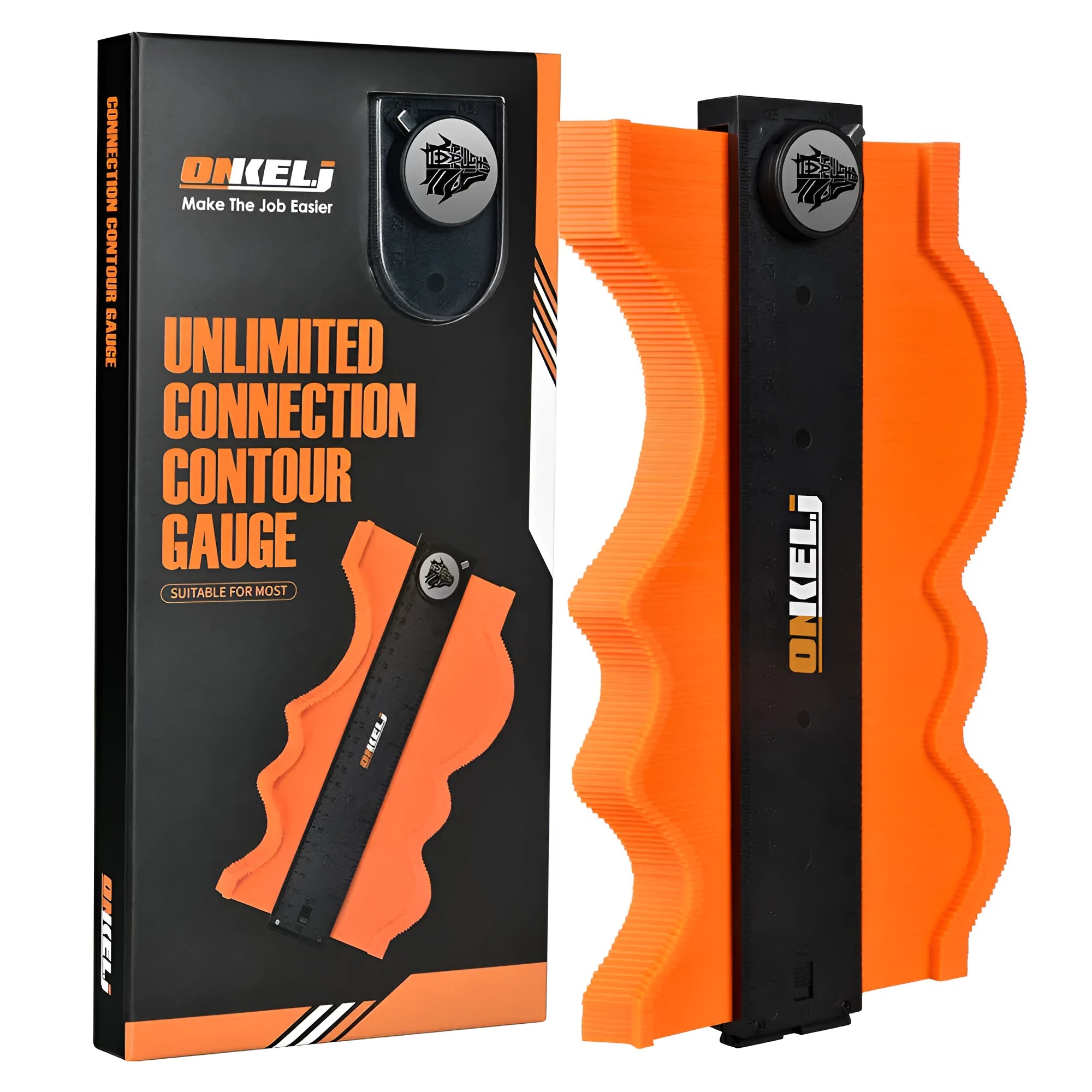 10-inch locking contour gauge with stainless steel pins for woodworking and tiling shape transfer.