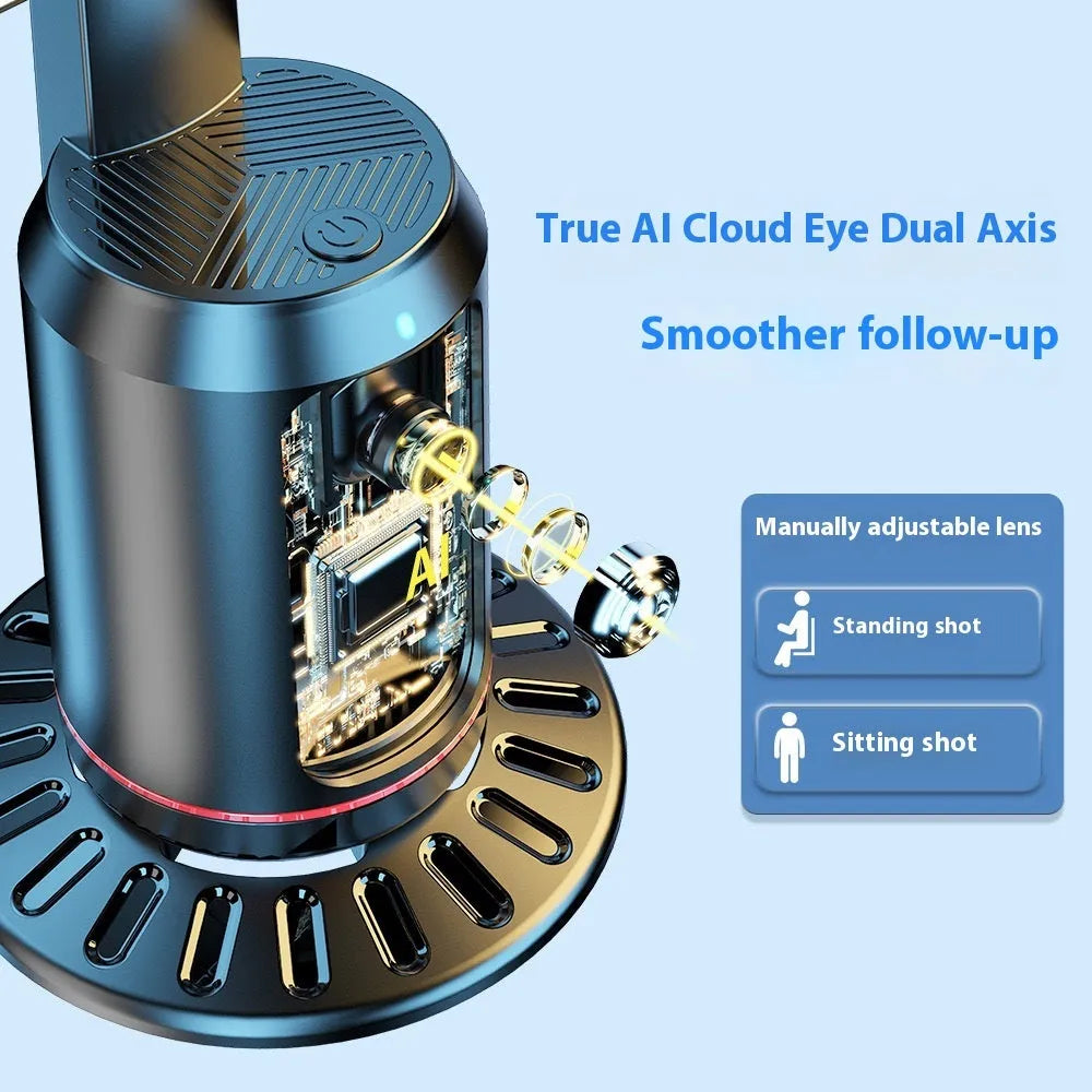 Smart AI face recognition selfie holder with 360 degree rotation and Bluetooth remote control for mobile live streaming