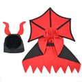 Black vampire cloak and matching hat costume for a small dog or cat on Halloween.