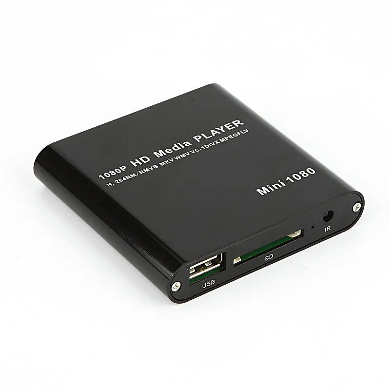 1080p Full HD media player in all-metal construction with HDMI port for SD, USB, and HDD connectivity