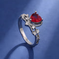 Silver heart-shaped zircon ring for women, copper palace style, available in sizes No 6 to No 10