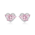 White K colour heart-shaped copper stud earrings for women with electroplated finish