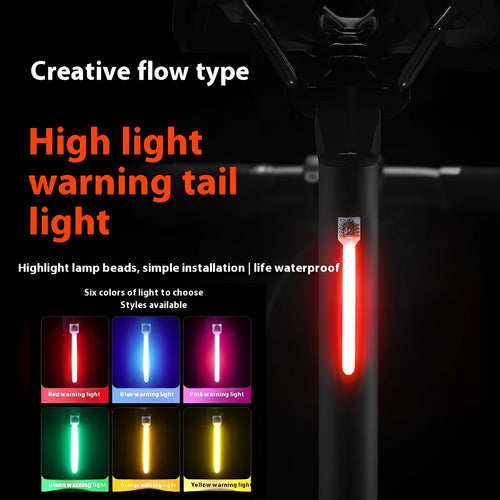 USB rechargeable bicycle taillight with flowing red light mode and creative shape