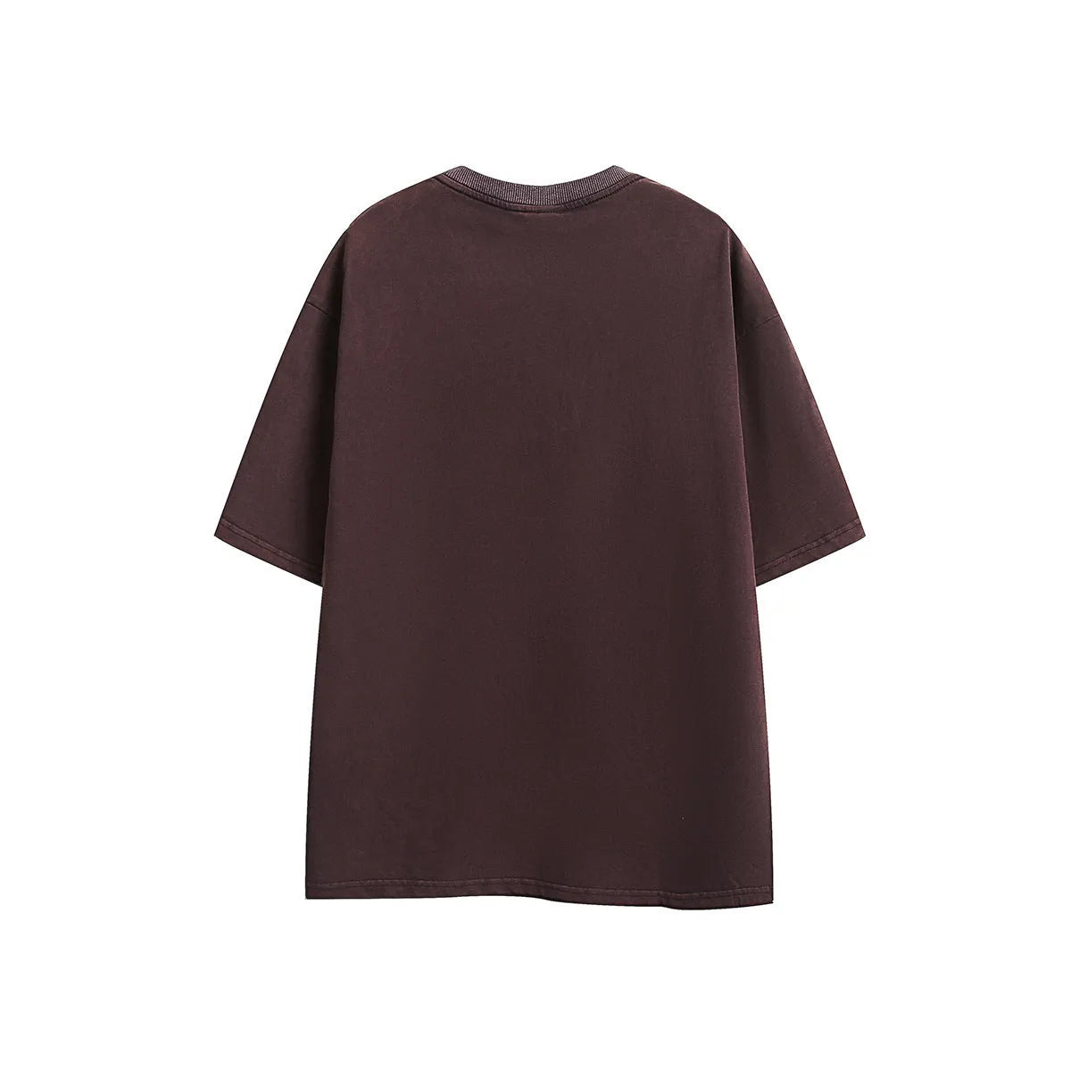 Men's purple embroidered retro design loose fit short-sleeved cotton T-shirt