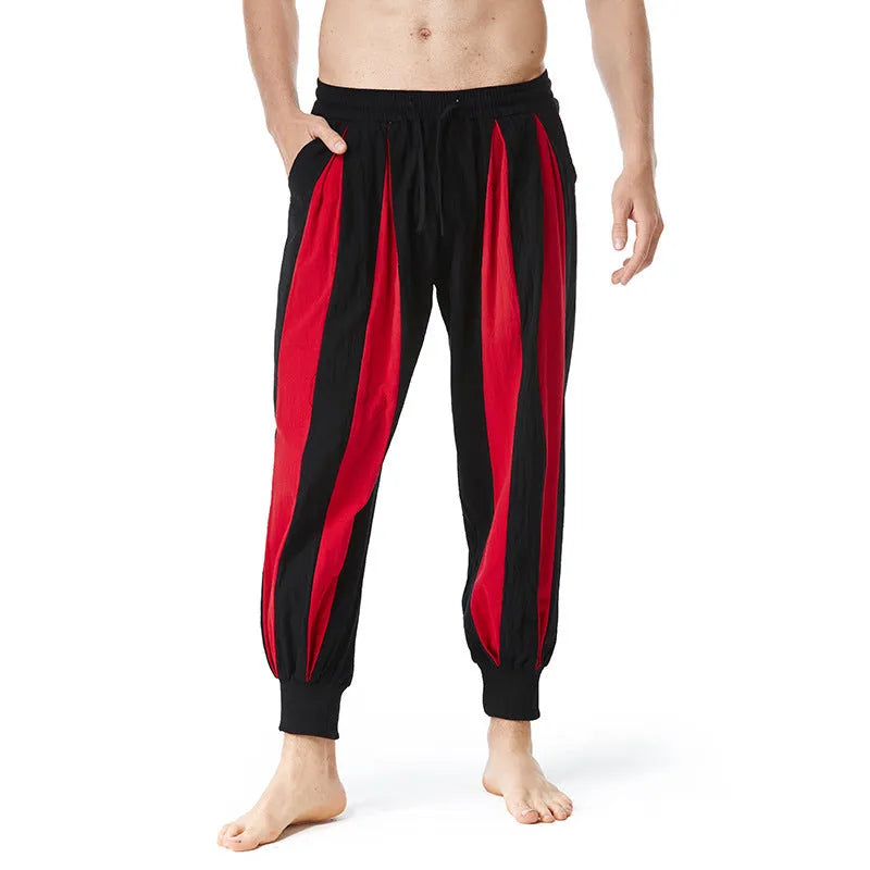 Men's straight-fit casual trousers in red, khaki, yellow, and brown colours for spring wear