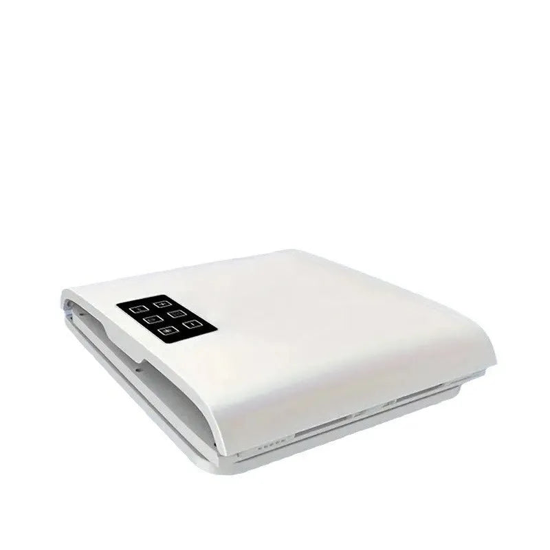 White plastic beauty instrument with red and blue light lamps and cold spray nozzle, 32x9.5x27cm