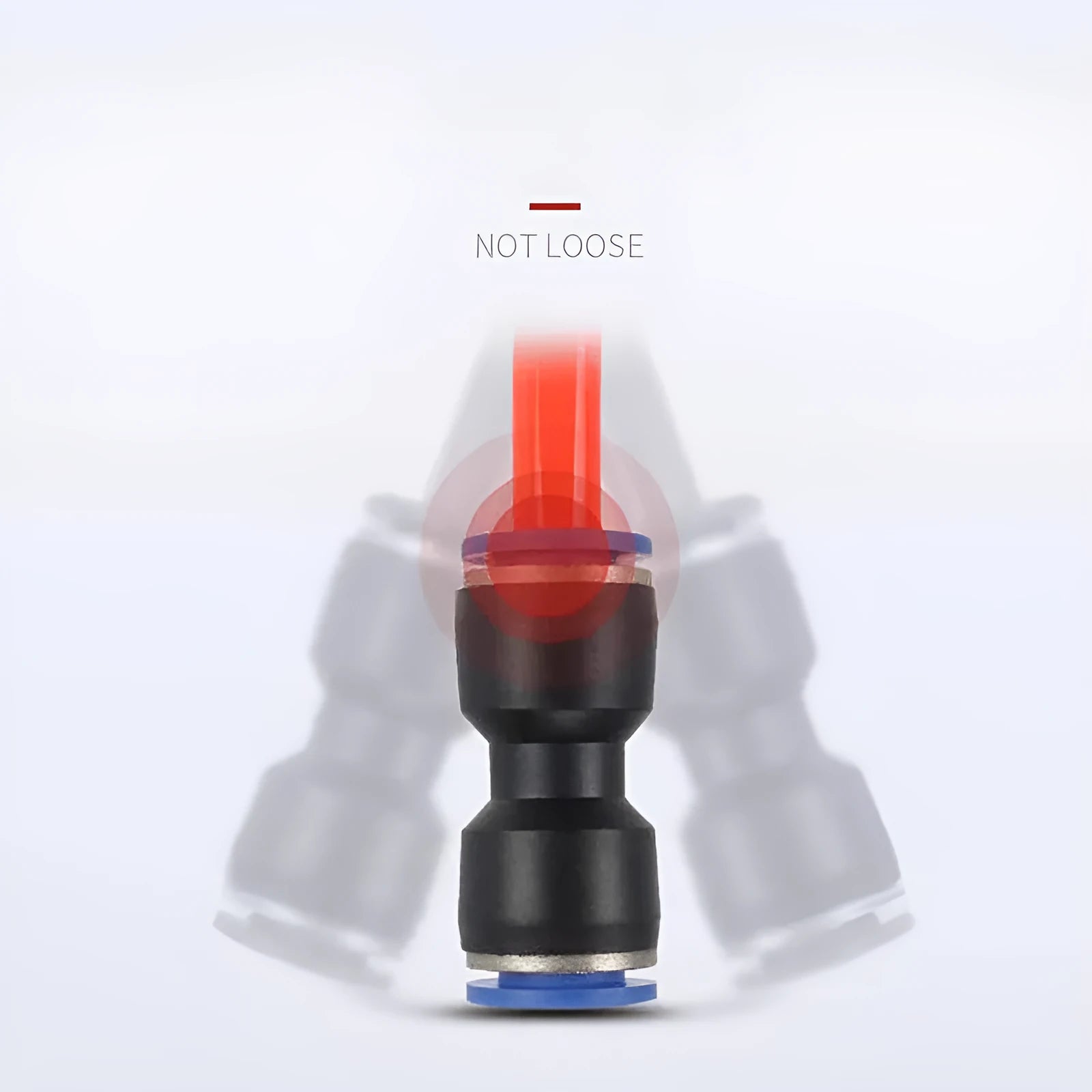 Blue pneumatic quick connector for straight through PU tubing connections in multiple sizes