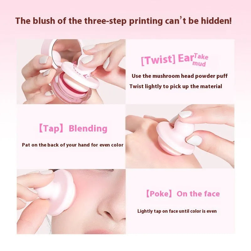 Compact blush makeup product with shimmer powder in nude colour options