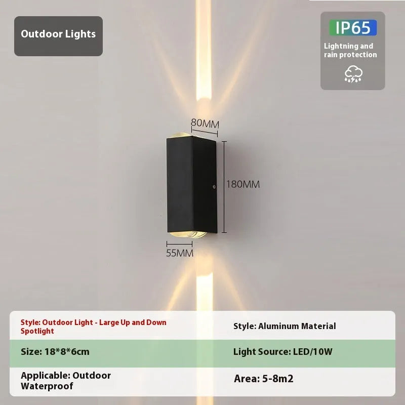 Black square aluminium outdoor waterproof LED wall lamp 5W IP65 rating warm white light
