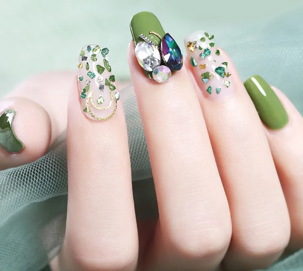 Set of metal nail art diamond and rivet sequins in six colours 89g