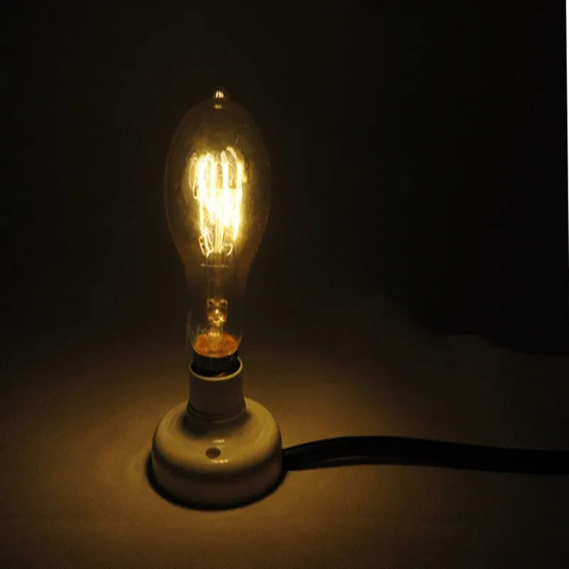 Retro ceramic table lamp with wooden base, glass shade, and a dimmer switch in American Country style.