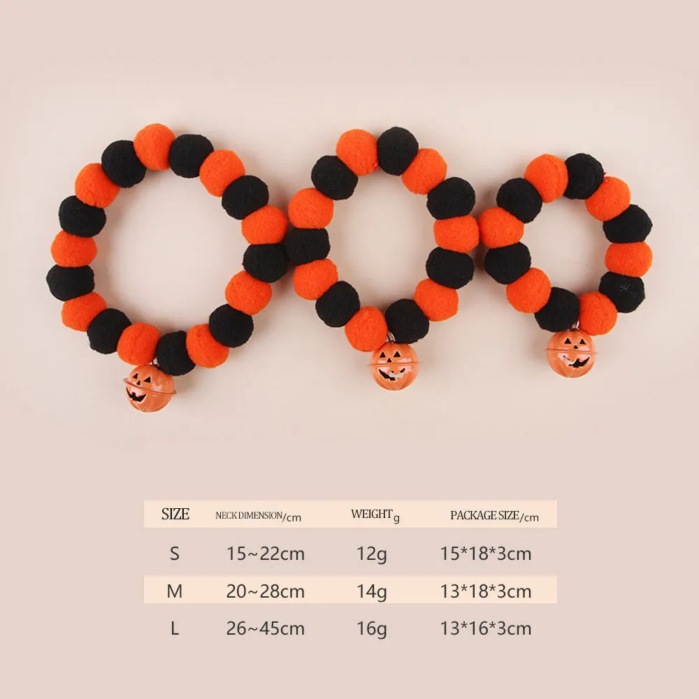 Orange Halloween pumpkin cat collar with breakaway buckle in three sizes for kittens
