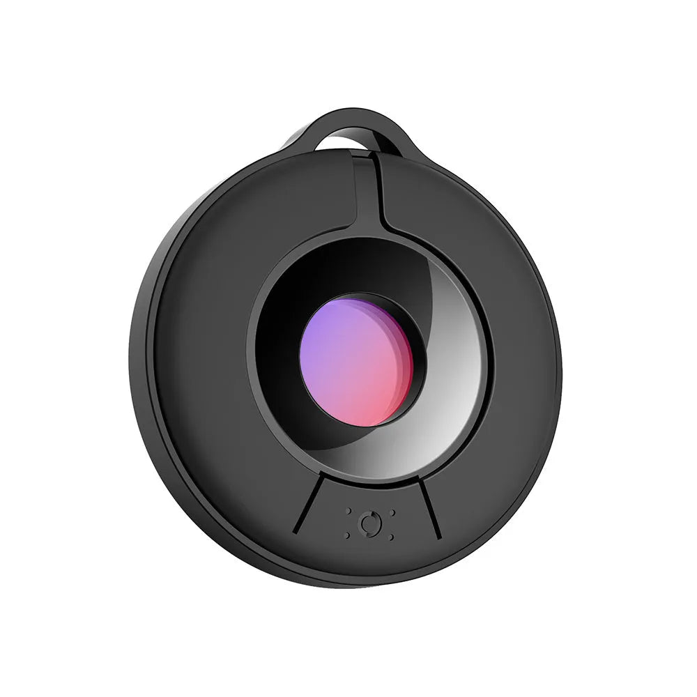 Compact minimalist infrared camera detector for finding hidden spy cameras up to 5 metres away.