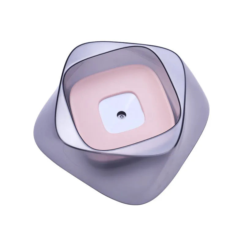 Pet dog bowl with floating anti-spill disc, 750ml capacity, arch shape design, and anti-skid cushion, beige colour