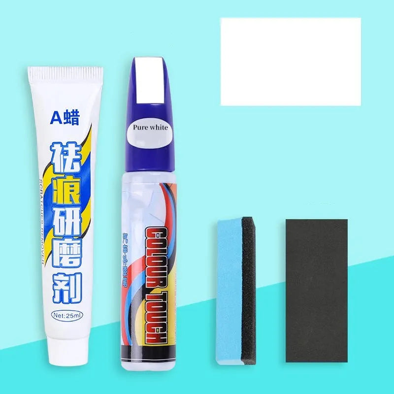Automotive paint repair kit with touch-up pen, Scratch A wax, sponge, and sandpaper for car scratch repair