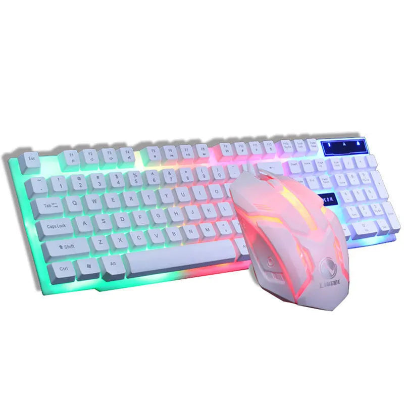 GTX300 black gaming keyboard and mouse set with backlit keys and wired USB connections