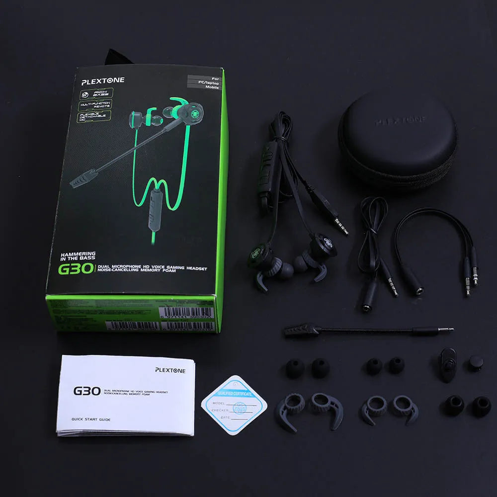 Shuangmai black green red wired in-ear gaming headset with short 1.5 cm cable